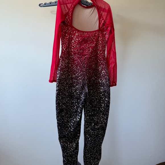 Weissman Dancewear Red/Black Sequin Bodysuit - Picture 2 of 2